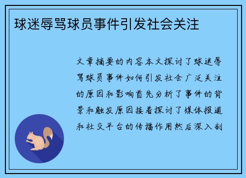 球迷辱骂球员事件引发社会关注