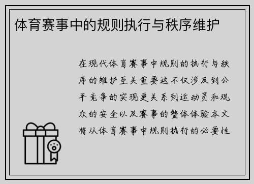 体育赛事中的规则执行与秩序维护